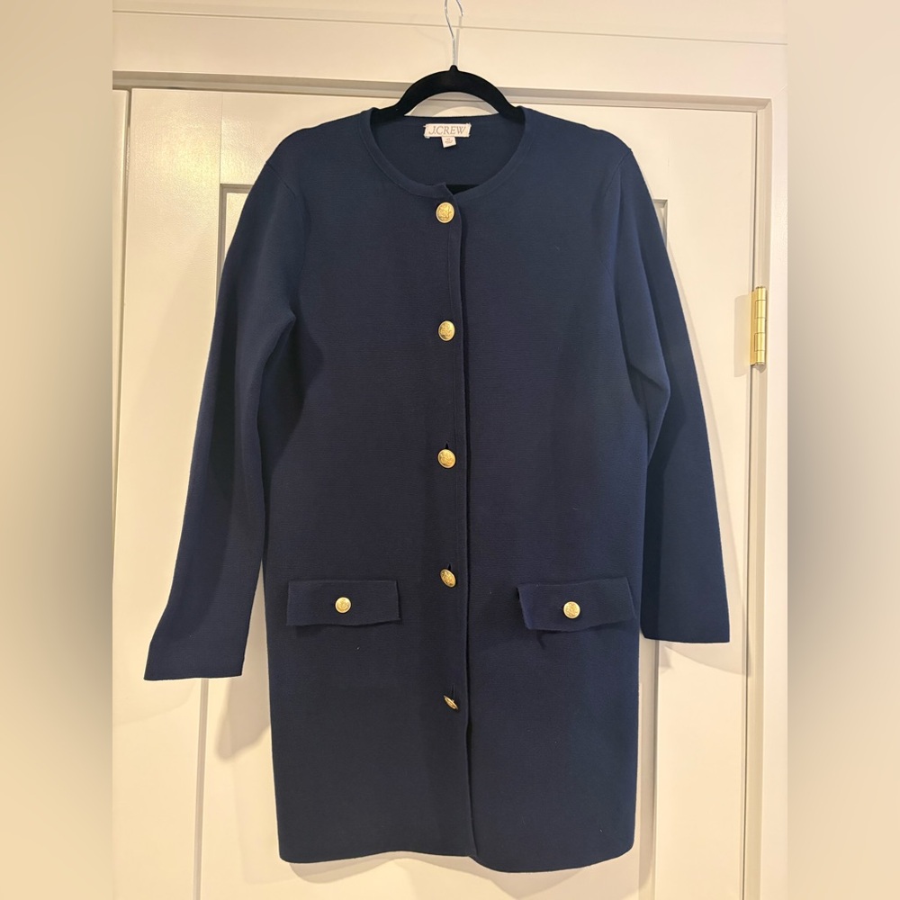 J. Crew Long Giselle Sweater Blazer Navy